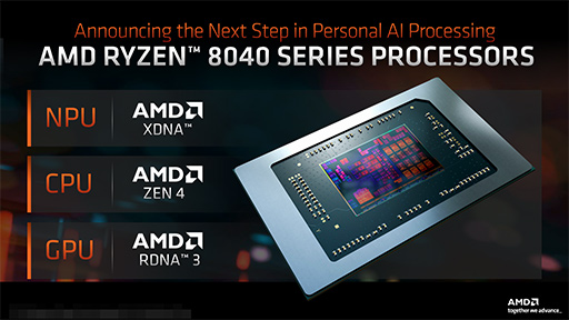 画像ギャラリー No.004のサムネイル画像 / AMD，2024年のノートPC向けAPU「Ryzen 8040」を発表。AI処理機能「Ryzen AI」を強化