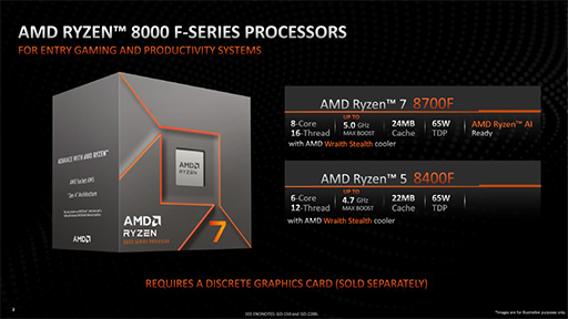 画像ギャラリー No.003のサムネイル画像 / 内蔵GPUを無効化したデスクトップPC向けCPU「Ryzen 8000F」シリーズをAMDが発表