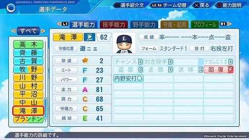 画像ギャラリー No.012のサムネイル画像 / 「パワプロ2022」「プロスピ2021」，最新の選手データを反映する無料アップデートを7月21日に実施。追加選手11名の能力データも公開