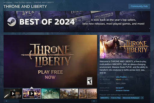 画像ギャラリー No.001のサムネイル画像 / 「スローン・アンド・リバティ」，2024年 Steam年間ベストで売上上位，新作，最もプレイされたゲームの3部門でゴールド認定