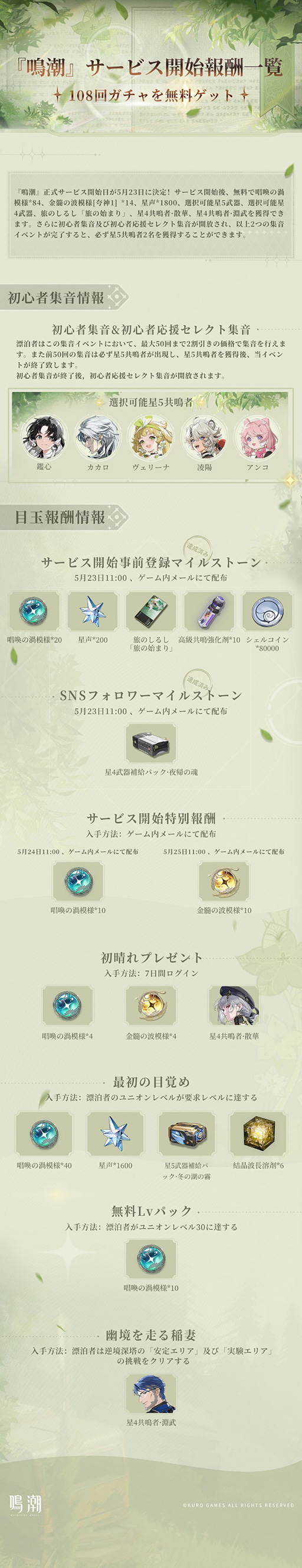 画像ギャラリー No.002のサムネイル画像 / 新作オープンワールドARPG「鳴潮」，本日19：00に事前ダウンロードを開始。開始時報酬では，星5選択可能武器や2人の星4共鳴者などを配布