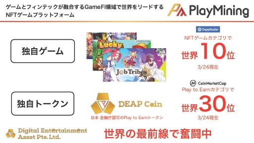画像ギャラリー No.002のサムネイル画像 / GameFiプラットフォーム「PlayMining」はユーザーに新たな体験を提供しながら，Play to Earnで社会課題の解決を目指す