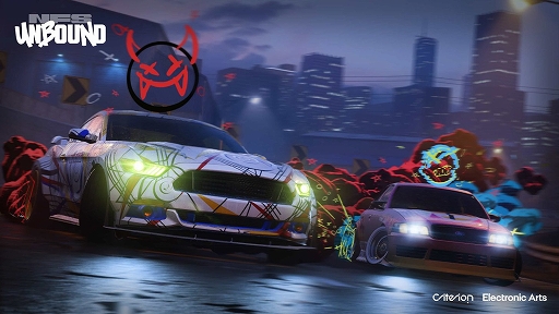 画像ギャラリー No.001のサムネイル画像 / 「Need for Speed Unbound」の最新ゲームプレイ映像が公開に。通行人も散見できるリアルな都市風景と落書きアート風エフェクトの共存に注目