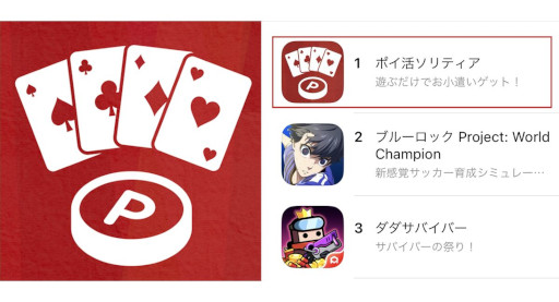 画像ギャラリー No.004のサムネイル画像 / 「ポイ活ソリティア」，App Storeの無料ゲームランキングで1位を獲得