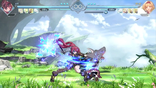 画像ギャラリー No.033のサムネイル画像 / ［プレイレポ］「GBVSR」のメグは，親友のまりっぺとサメのウルスラと共に三位一体で戦うスピードキャラクター