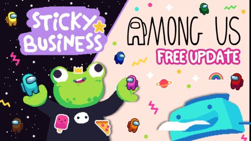 画像ギャラリー No.001のサムネイル画像 / 「Sticky Business」，無料アップデートで「Among Us」のステッカー60種類を追加。クルーメイトや帽子，緊急ボタンなどのデザインが登場