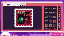画像ギャラリー No.004のサムネイル画像 / 「Sticky Business」，無料アップデートで「Among Us」のステッカー60種類を追加。クルーメイトや帽子，緊急ボタンなどのデザインが登場