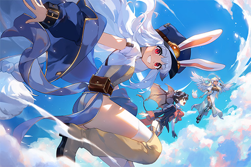 画像ギャラリー No.002のサムネイル画像 / 弾幕系横スクロールアクション「TEVI」のPC版，Switch版が本日発売。ウサ耳の少女を操り，場面に適した弾幕を使ってコンボの維持を目指す