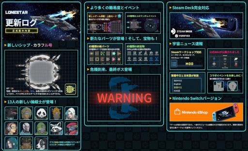画像ギャラリー No.007のサムネイル画像 / デッキ構築型ローグライク「ローンスター」，PC/Switch版を正式リリース。宇宙船をカスタマイズして，宇宙に巣くう犯罪者と戦おう