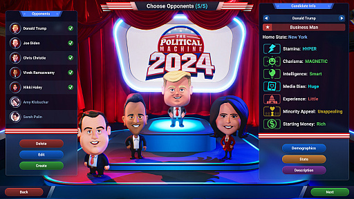 画像ギャラリー No.003のサムネイル画像 / バイデンか，トランプか，それとも新たなリーダーか？　米大統領選ゲーム「The Political Machine 2024」，2024年2月にリリース