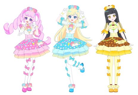 画像ギャラリー No.010のサムネイル画像 / 「アイプリバース」に「アイドルタイムプリパラ」のゆい,にの,みちるが登場。サンリオキャラクターズともコラボする「3だん」は8月1日に開始