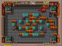 画像ギャラリー No.006のサムネイル画像 / 「アーケードアーカイブス エクスバニア」，4月4日に配信。1992年にナムコから発売された，爆弾を使って戦うアクションゲームだ