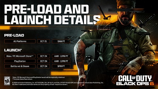 画像ギャラリー No.001のサムネイル画像 / 「Call of Duty: Black Ops 6」，事前ダウンロード開始日時とPC版の要求スペックを公開。正式リリースの詳細な時間も明らかに