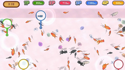 画像ギャラリー No.003のサムネイル画像 / ポイを操り，さまざまな金魚をすくい上げよう。「すくって！金魚すくい」本日配信