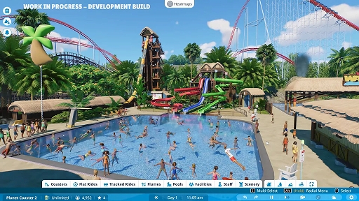 画像ギャラリー No.002のサムネイル画像 / 「Planet Coaster 2」，ウォーターパークとジェットコースターを組み合わせた複合施設の作り方を紹介する動画を公開