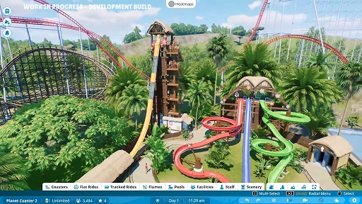画像ギャラリー No.003のサムネイル画像 / 「Planet Coaster 2」，ウォーターパークとジェットコースターを組み合わせた複合施設の作り方を紹介する動画を公開