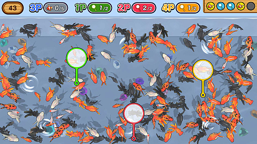 画像ギャラリー No.005のサムネイル画像 / 隠れて泳ぐ金魚と，金魚をすくうポイに分かれて挑む「人狼金魚」本日配信。最大4人でオンラインプレイも楽しめる