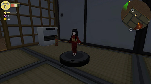 画像ギャラリー No.001のサムネイル画像 / 市松人形がロボット掃除機に乗ってお散歩。スローライフも楽しめるステルスアクションゲーム「Ichima-san」，Switch版の予約受付を開始