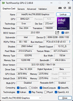 画像ギャラリー No.016のサムネイル画像 / Intelの新型デスクトップPC向けGPU「Intel Arc B580」レビュー。GeForce RTX 4060を上回る性能を発揮できたのか？