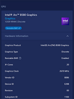 画像ギャラリー No.018のサムネイル画像 / Intelの新型デスクトップPC向けGPU「Intel Arc B580」レビュー。GeForce RTX 4060を上回る性能を発揮できたのか？