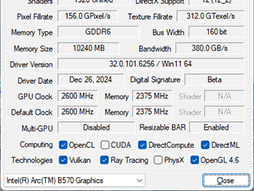 画像ギャラリー No.018のサムネイル画像 / Intel Arc B570はエントリー向けGPUの新たな選択肢となるか？ 「Intel Arc B570 Challenger 10GB OC」レビュー