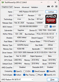 画像ギャラリー No.023のサムネイル画像 / RDNA 4世代の新GPU「Radeon RX 9070 XT」＆「Radeon RX 9070」レビュー。RX 7900 XTを上回ってRTX 5070とも戦える