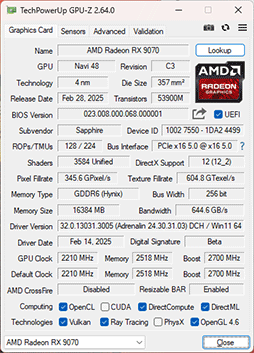 画像ギャラリー No.024のサムネイル画像 / RDNA 4世代の新GPU「Radeon RX 9070 XT」＆「Radeon RX 9070」レビュー。RX 7900 XTを上回ってRTX 5070とも戦える