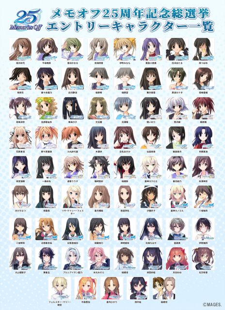 画像ギャラリー No.002のサムネイル画像 / 「メモリーズオフ」シリーズ，ファン投票企画「メモオフ25周年記念総選挙」を本日開始。投票対象キャラクターは69人