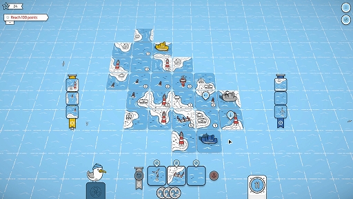画像ギャラリー No.005のサムネイル画像 / タイルを並べて海岸線の地図を作り，その中を船でパトロールする。協力型デジタルボードゲーム「Beacon Patrol」，日本語対応体験版を配信開始