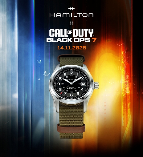 画像ギャラリー No.001のサムネイル画像 / 「CoD: BO7」と腕時計ブランド ハミルトンのコラボが実現。アクセル・フェルマークが着用する限定モデル「カーキ フィールド オート」を発表