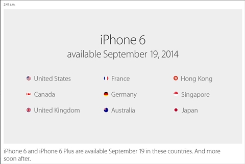 画像ギャラリー No.009のサムネイル画像 / 4.7インチディスプレイの「iPhone 6」と5.5インチディスプレイの「iPhone 6 Plus」が発表，日本での発売は9月19日で，9月12日16：00よりNTTドコモとKDDI，ソフトバンクモバイルで予約受付開始