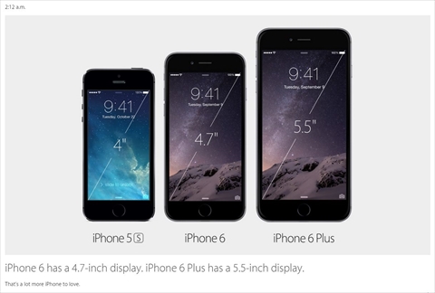 画像ギャラリー No.014のサムネイル画像 / 4.7インチディスプレイの「iPhone 6」と5.5インチディスプレイの「iPhone 6 Plus」が発表，日本での発売は9月19日で，9月12日16：00よりNTTドコモとKDDI，ソフトバンクモバイルで予約受付開始