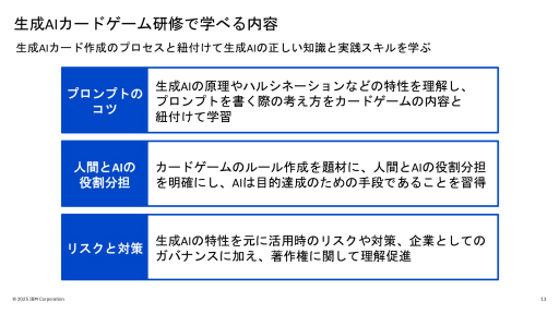 画像ギャラリー No.005のサムネイル画像 / 日本IBMの生成AIを学べるカードゲームを使った研修サービスを体験。セガXDが監修し，ゲーミフィケーションの要素を盛り込んだ仕上がりに