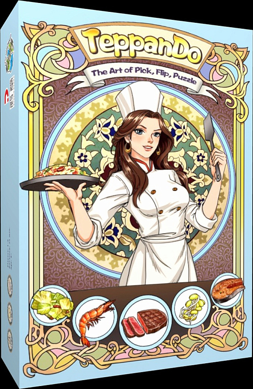 画像ギャラリー No.001のサムネイル画像 / 鉄板焼きを作るボードゲーム「TeppanDo」がKickstarterでキャンペーン展開中。衛生第一素手厳禁，ヘラを使って食材カードをうまくひっくり返そう