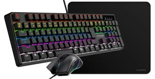 画像ギャラリー No.001のサムネイル画像 / FUNAI，ゲーマー向けキーボードとマウス，マウスパッドの3点セットを発売