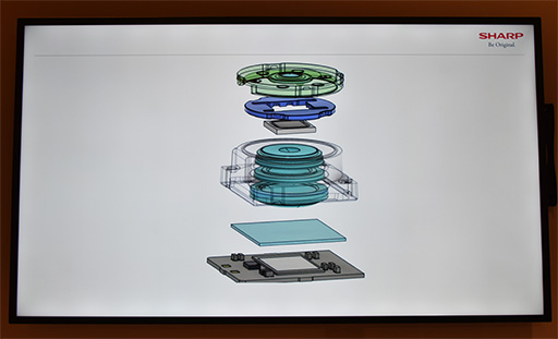 画像ギャラリー No.017のサムネイル画像 / シャープが公開した軽量型VR HMDを試す。独自開発のパンケーキレンズは，競合よりも約1.6倍明るい自信作だ