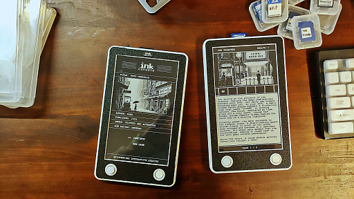 画像ギャラリー No.001のサムネイル画像 / eBookとゲーム機のハイブリッド「Ink Console」で，テキストベースアドベンチャーを楽しむ
