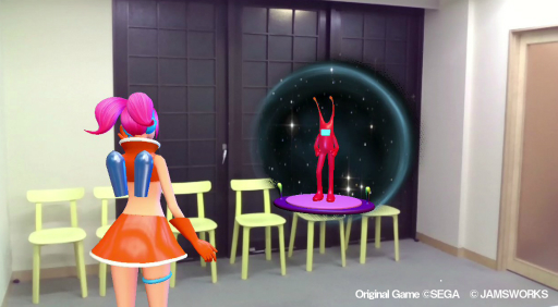 画像ギャラリー No.004のサムネイル画像 / 「スペースチャンネル5 AR」をメディア向け体験会で先行プレイ。自分の部屋に，うららとモロ星人達が出現！