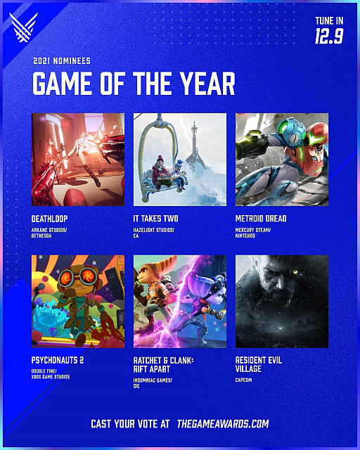 画像ギャラリー No.002のサムネイル画像 / 「The Game Awards 2021」のノミネート作品が発表。Game of the Year候補は，“メトロイド ドレッド”や“バイオハザード　ヴィレッジ”など6タイトル