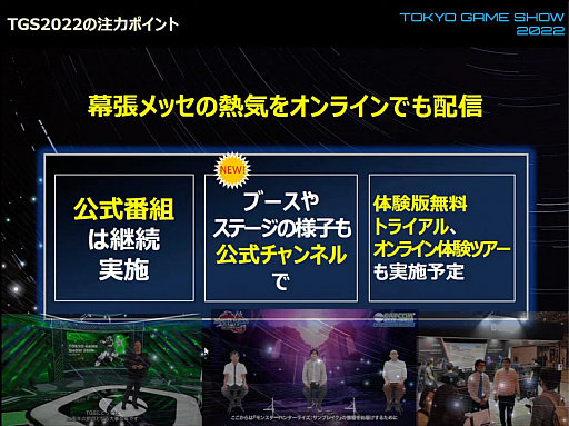 画像ギャラリー No.006のサムネイル画像 / 「東京ゲームショウ2022」開催発表会レポート。幕張メッセにて2022年9月15日〜18日開催。16日のビジネスデイは14：00から一般入場可