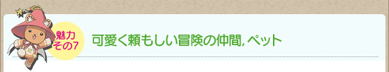 魅力その7:可愛く頼もしい冒険の仲間,ペット