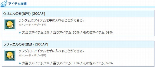 画像ギャラリー No.002のサムネイル画像 / 「AngelLoveONLINE」エンジェルモールで「ウリエルの卵（審判）」「ラファエルの卵（思想）」期間限定販売
