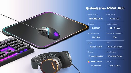 画像ギャラリー No.007のサムネイル画像 / ［CES 2018］SteelSeries，新型ワイヤードマウス「Rival 600」を発表。2つの光学センサーで最小0.5mmのリフトオフディスタンスを実現