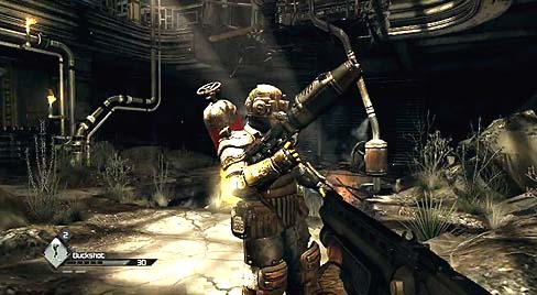 画像ギャラリー No.004のサムネイル画像 / Bethesda Softworksが「Rage」の最新ムービーを公開。火炎放射で攻撃を仕掛けるボスを相手に，クモ型セントリーボットなどを使って倒すのだ