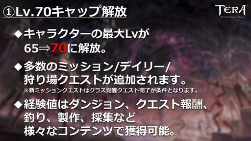 画像ギャラリー No.006のサムネイル画像 / PC版「TERA」公式生放送「テラライブ！」で発表された2019年春のロードマップを紹介。4年半ぶりのレベルキャップ解放でレベル上限が70に