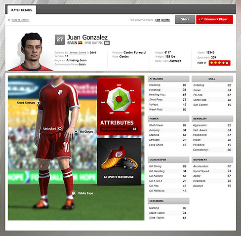 画像ギャラリー No.002のサムネイル画像 / EA SPORTSが「FIFA 11」の新機能「Creation Center」を発表。選手やチームを制作し,ネットで仲間と交換可能に