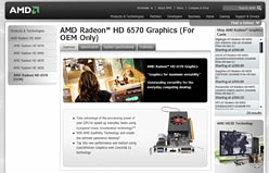 画像ギャラリー No.003のサムネイル画像 / AMD，OEM向けGPU「Radeon HD 6670・6570・6450」の製品ページを公開。「Turks」「Caicos」のスペックが明らかに