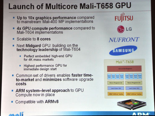 画像ギャラリー No.011のサムネイル画像 / ARM，最大8コアのGPU「Mali-T658」を発表。従来比10倍の性能を実現