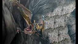 画像ギャラリー No.001のサムネイル画像 / 走る跳ぶ，そしてよじ登る「モンスターハンター4」のプロモーションムービーを掲載。一緒にいるのはオトモアイルー？
