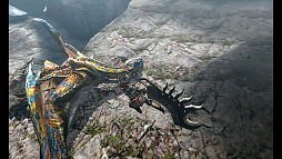 画像ギャラリー No.003のサムネイル画像 / 走る跳ぶ，そしてよじ登る「モンスターハンター4」のプロモーションムービーを掲載。一緒にいるのはオトモアイルー？